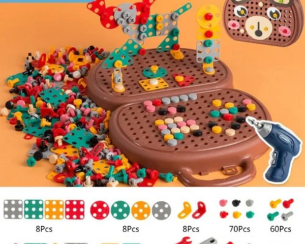 ToolTots™ – 3D-Kinder-Elektrobohrer-Set | Kreatives Spielzeug mit Zubehör