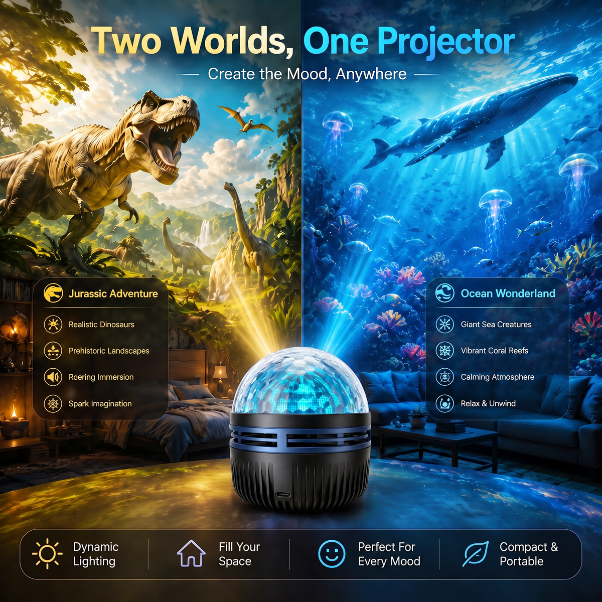 CosmoSphere™ 360° Galaxie-Projektor | Faszinierende Lichteffekte für dein Zuhause
