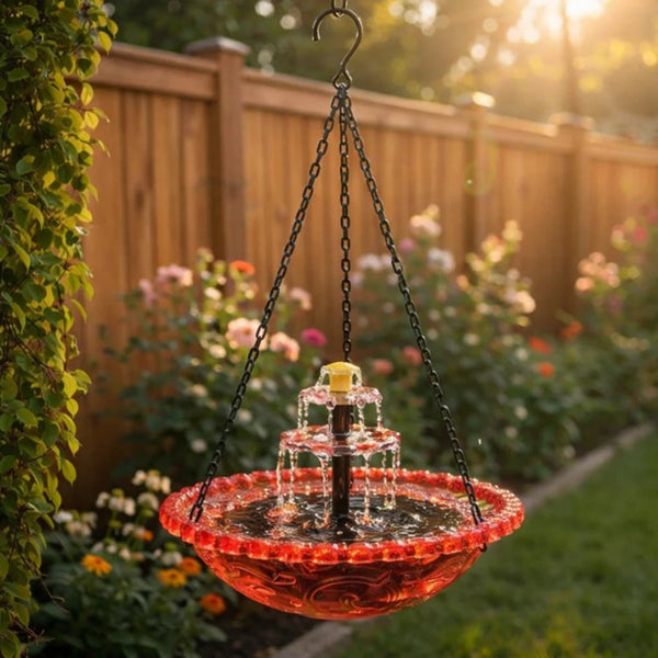 Birdora™ Solar-Kaskaden-Hängebad für Vögel | Entspannende Gartenatmosphäre