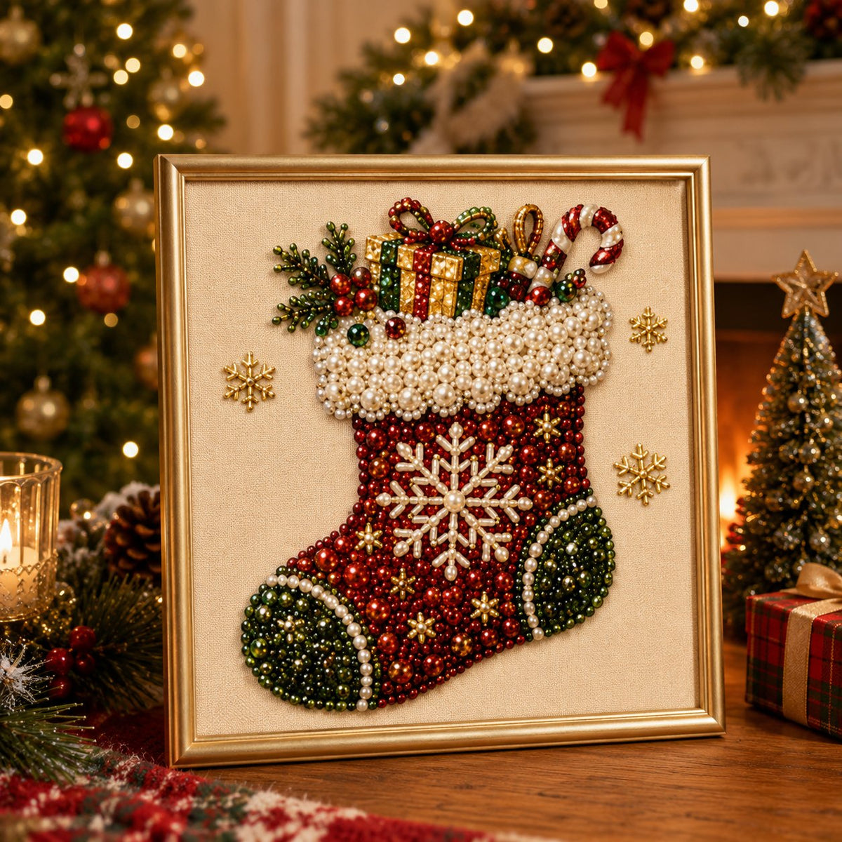PearlMerry™ DIY-Weihnachts-Perlenkunst-Set – Festliche Bilder gestalten & gemütliche Winterabende kreativ genießen