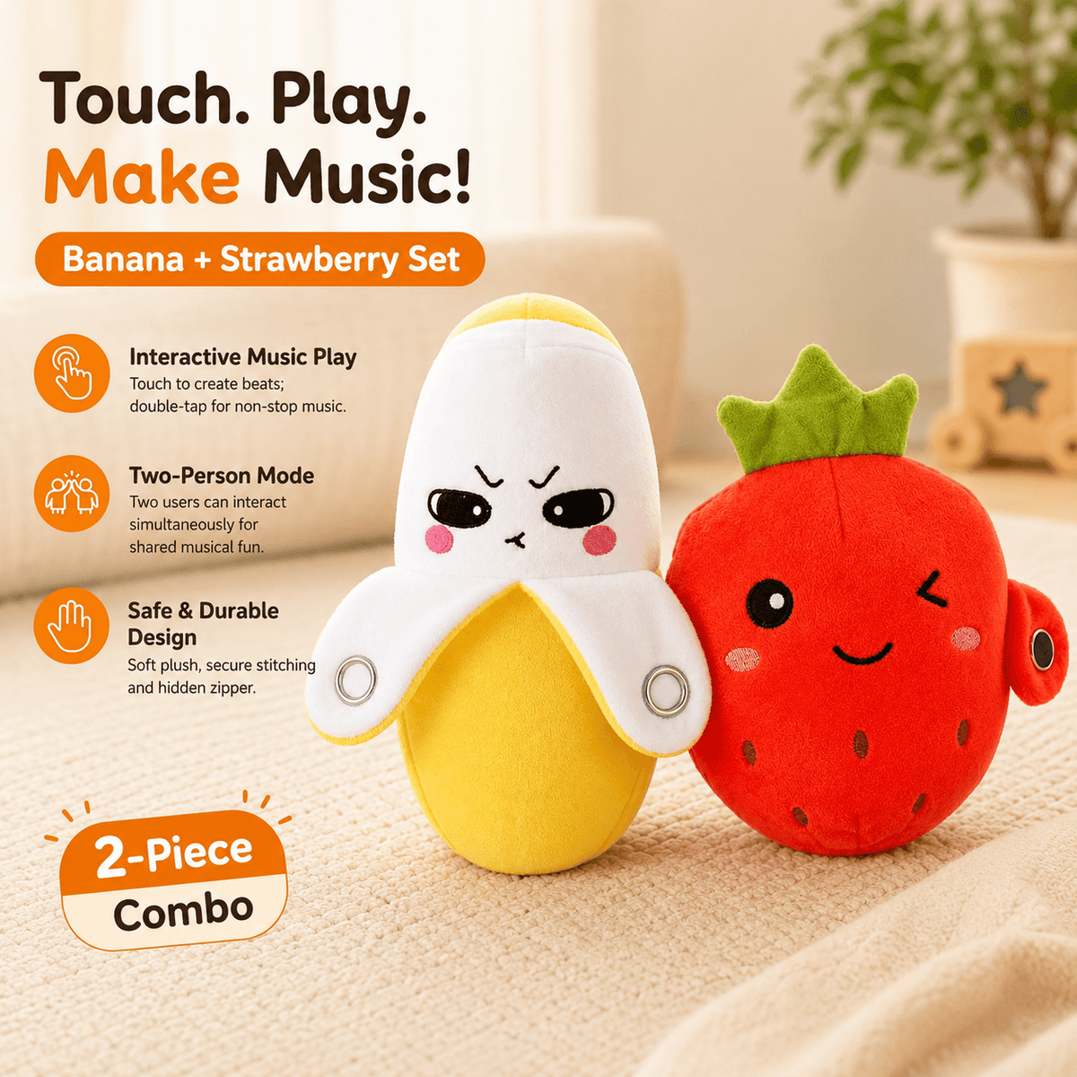 MeloJoy™ Interaktives Musik-Plüschtier | Berührungsgesteuerter Spielspaß für Kinder