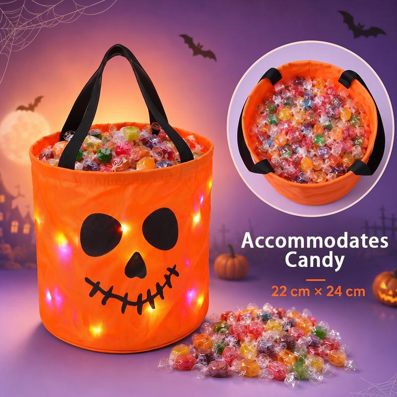 GlowTreat™ Halloween-Süßigkeitentasche | Leuchtende LED-Deko & praktischer Candy-Bag