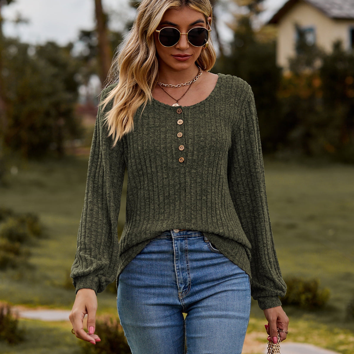 Dulce™ | Langärmeliger Pullover mit Knopfleiste