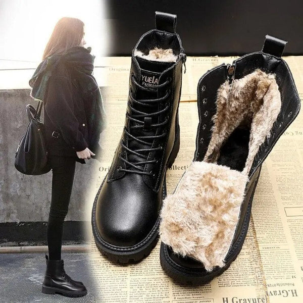 Dylana™ - Schwarze Winterstiefel aus Kunstleder