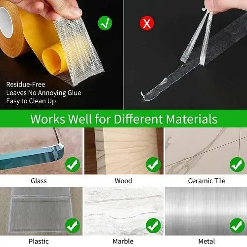Super Sticky™ | Extra starkes transparentes doppelseitiges Gewebeklebeband