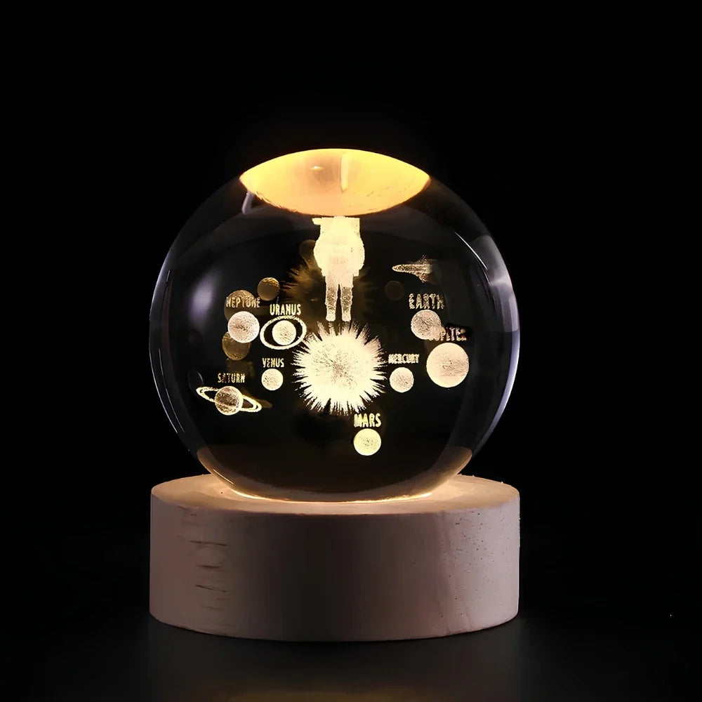 LumiOrbit™ Kristallkugel mit 3D-Licht | Magische Weltraum-Atmosphäre & Stimmungsvolle Beleuchtung