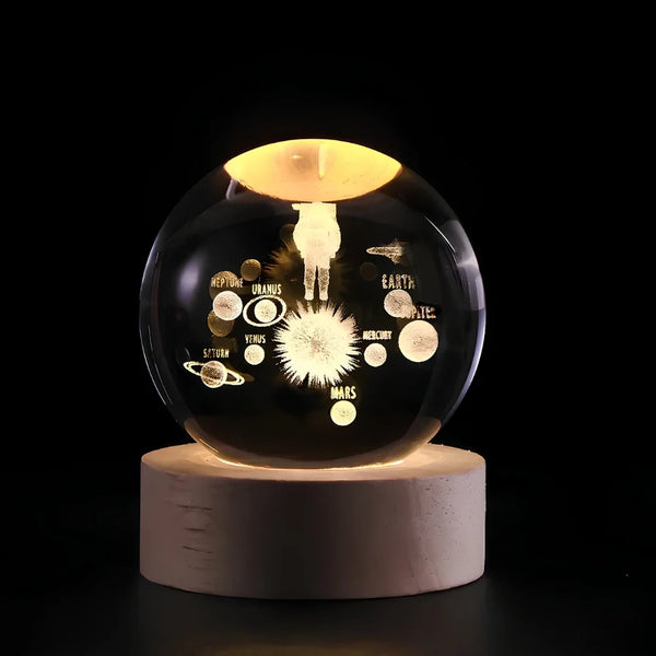 LumiOrbit™ Kristallkugel mit 3D-Licht | Magische Weltraum-Atmosphäre & Stimmungsvolle Beleuchtung