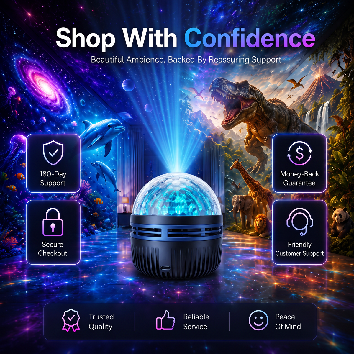 CosmoSphere™ 360° Galaxie-Projektor | Faszinierende Lichteffekte für dein Zuhause