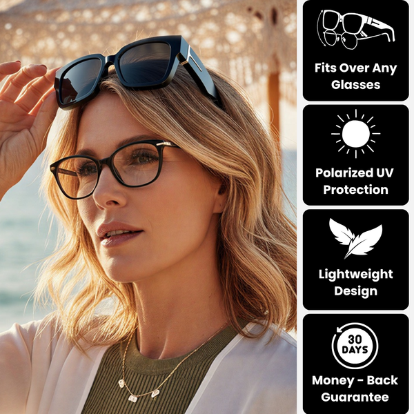 SolaraFit™ Polarisierter UV-Schutz über Korrektionsbrillen - Sonnenbrille zum Überziehen für Damen