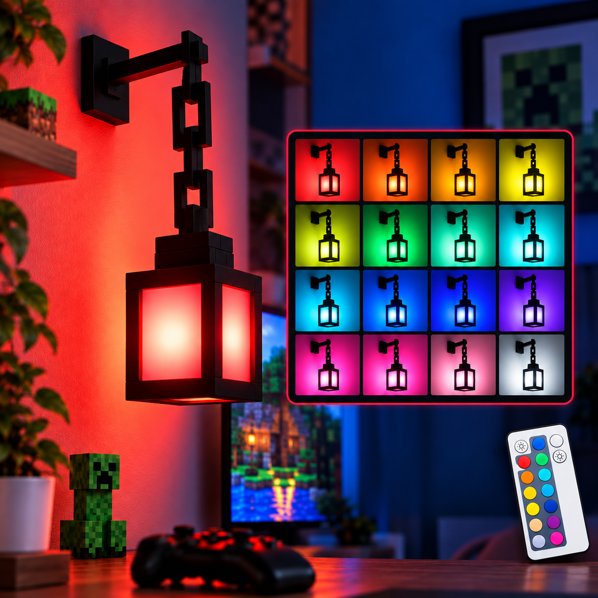 BlockGlow™ Minecraft-Laternenlampe | 16 Farben für dein Pixel-Paradies