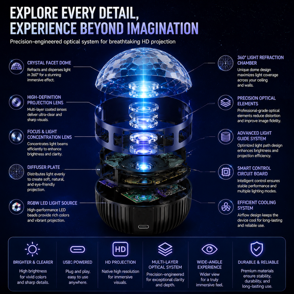 CosmoSphere™ 360° Galaxie-Projektor | Faszinierende Lichteffekte für dein Zuhause