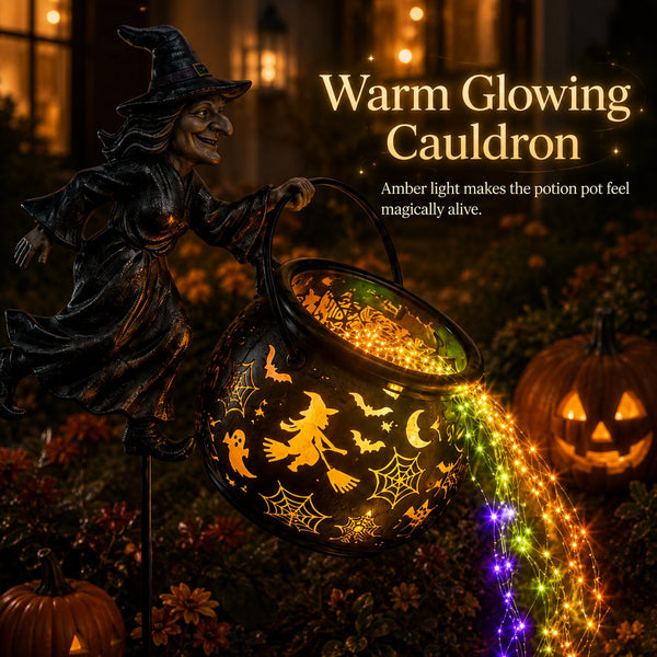 HexaGlow™ Halloween Hexenkessel Gartenlicht – Magische Farben & Projektionen für Ihre Halloween-Dekoration 🎃✨