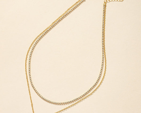 Mehrlagige Halskette mit Strass, Planet Anhänger