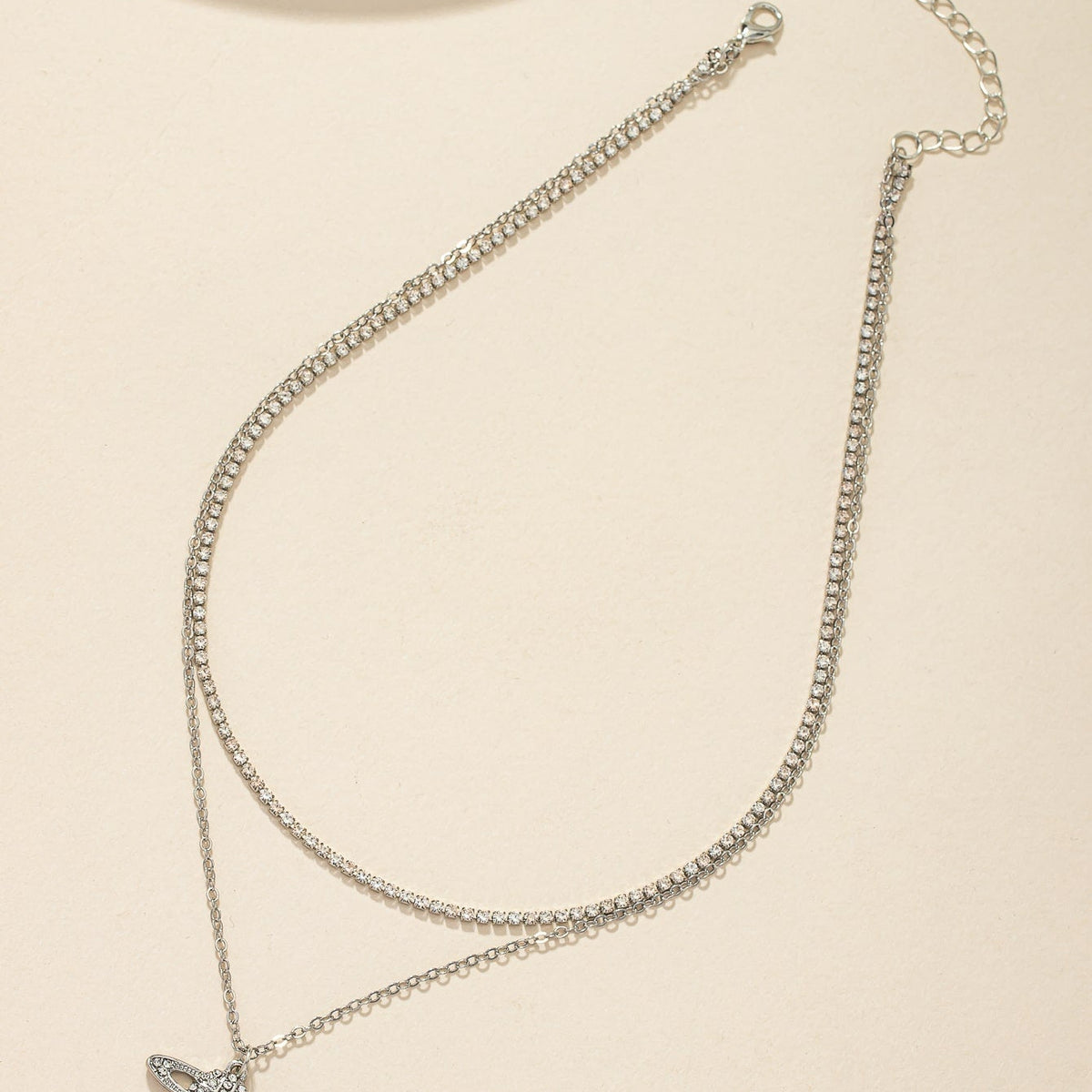Mehrlagige Halskette mit Strass, Planet Anhänger