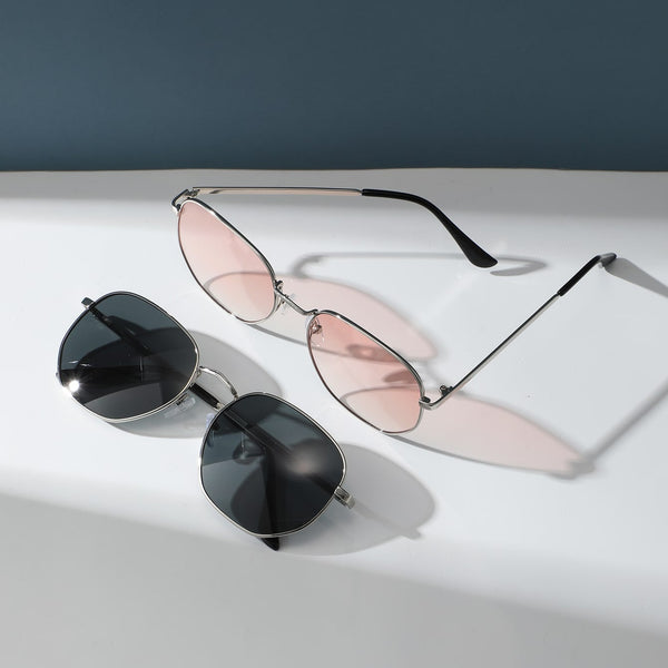 2 Paar Mode Brille mit Metall Rahmen