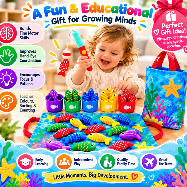 Fischolino™ Angelspiel für Kinder | Farben, Zählen & spielerisch Lernen
