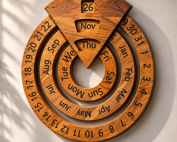 Temporra™ Ewiger Holzkalender | Vintage-Charme für deinen Schreibtisch