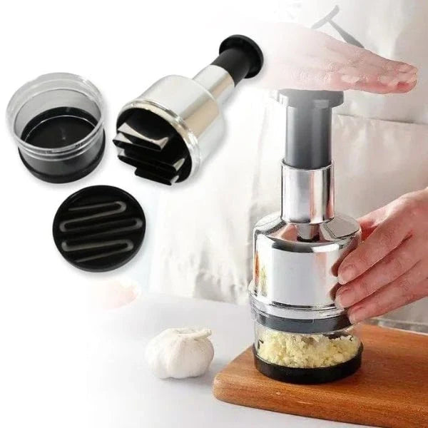 ChopEase™ | Edelstahl-Knoblauch- & Zwiebelzerkleinerer mit Einhand-Drucksystem