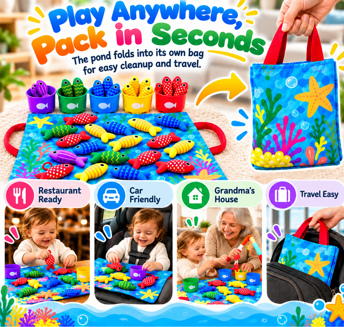 Fischolino™ Angelspiel für Kinder | Farben, Zählen & spielerisch Lernen