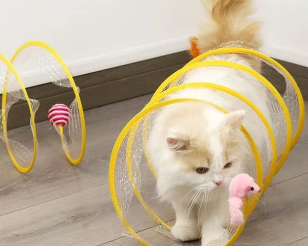 KittyMaze - Faltbarer Katzentunnel mit integrierten Spielzeugen