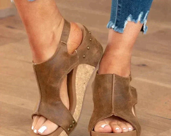 Tamera - Leder-Keilabsatz-Sandalen