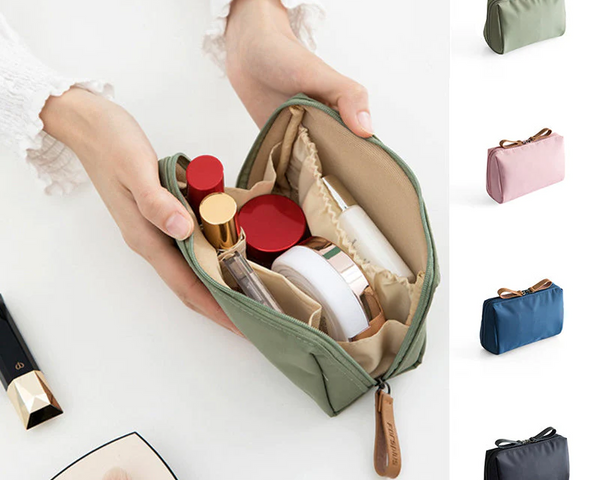 Cosmetica® - Einfarbige Kosmetiktasche mit Doppelreißverschluss