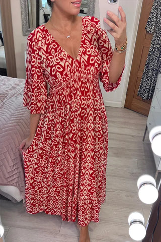 Carly™ | Böhmische V-Ausschnitt-Langkleid