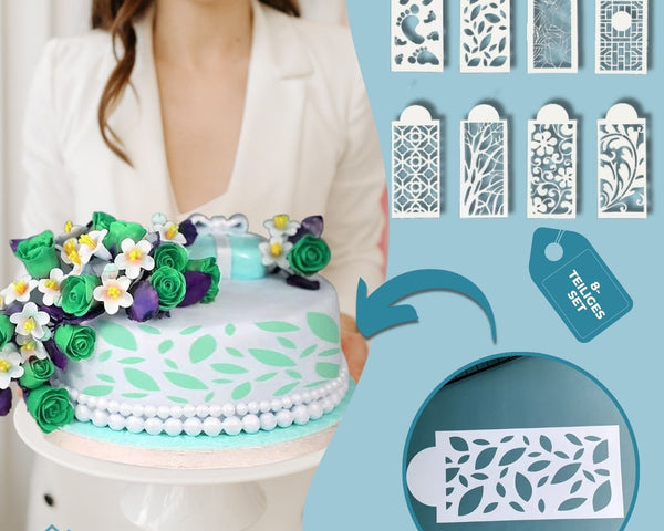 Set mit 8 Stück | DecoLace™ - DIY-Kuchendekor-Form aus Spitze [Letzter Tag Rabatt]