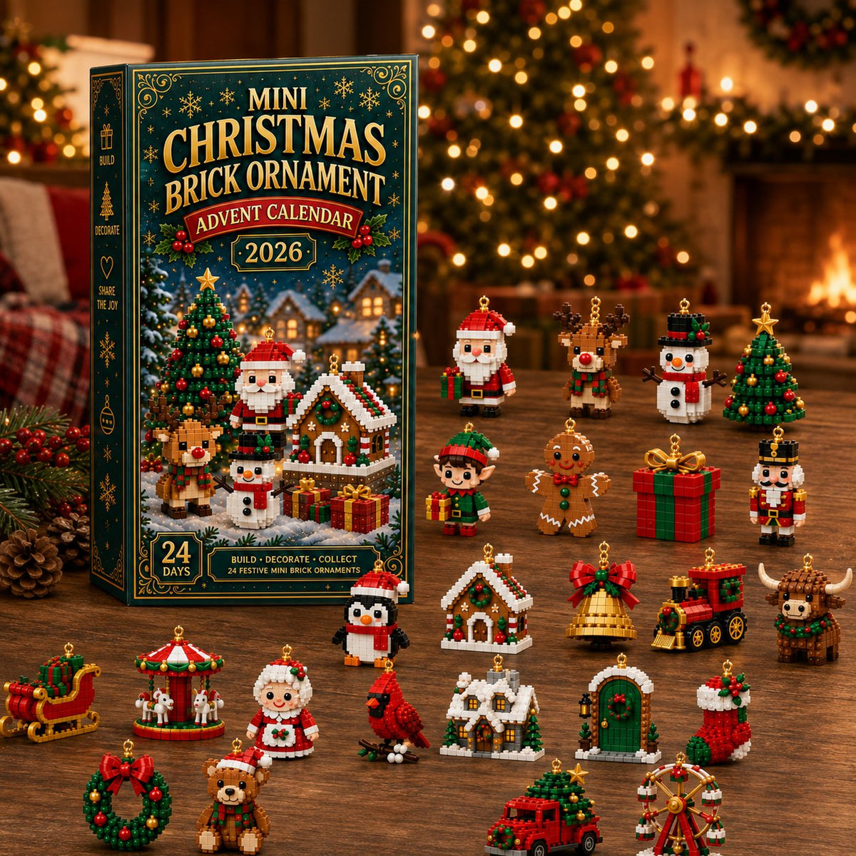 Brickora™ Mini-Adventskalender | 24 Weihnachts-Bausets zum Bauen & Dekorieren