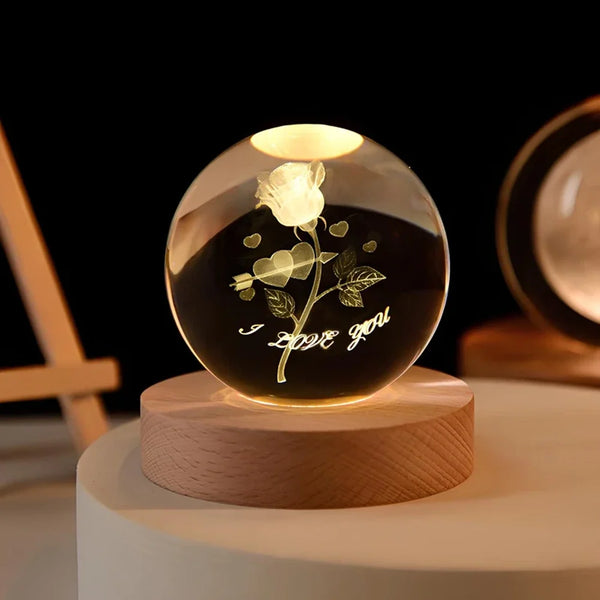 LumiOrbit™ Kristallkugel mit 3D-Licht | Magische Weltraum-Atmosphäre & Stimmungsvolle Beleuchtung