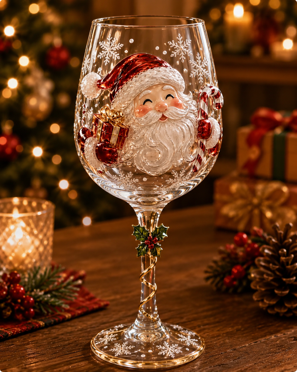 FestivoGlas™ 3D Weihnachts-Weingläser – Festlicher Trinkgenuss mit zauberhaftem Weihnachtsdesign