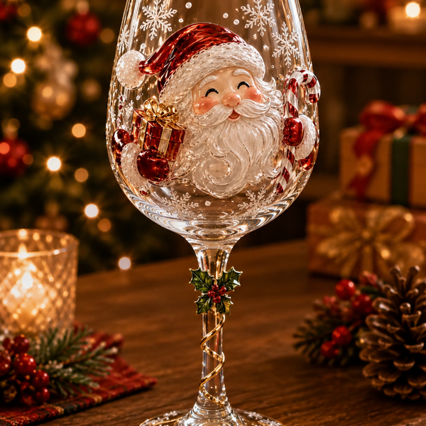 FestivoGlas™ 3D Weihnachts-Weingläser – Festlicher Trinkgenuss mit zauberhaftem Weihnachtsdesign