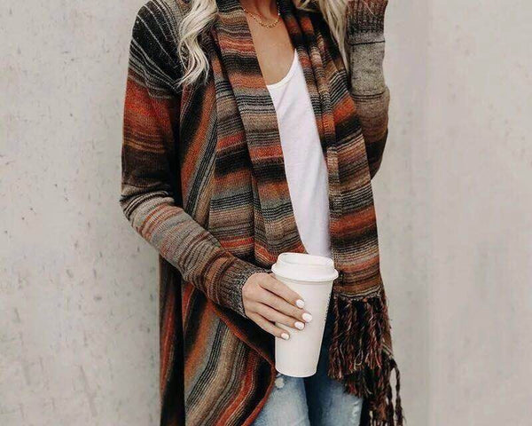 Malia™ Herbst und Winter Mittellange Strickjacke