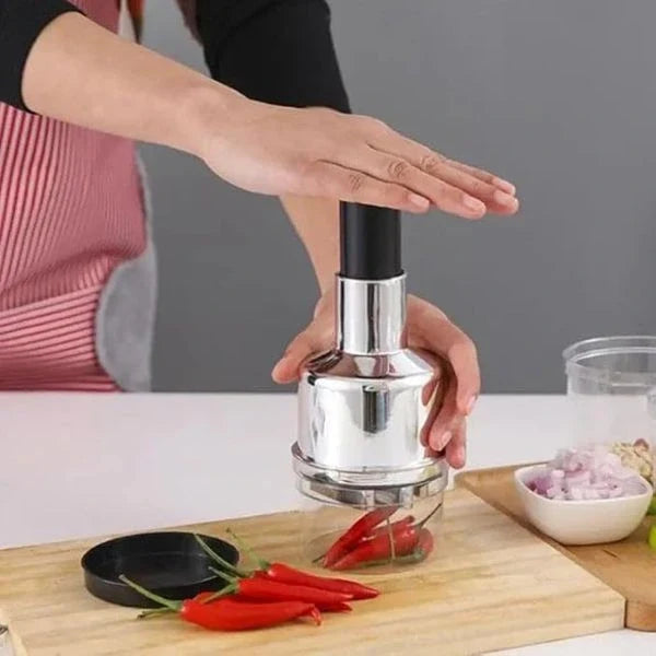 ChopEase™ | Edelstahl-Knoblauch- & Zwiebelzerkleinerer mit Einhand-Drucksystem