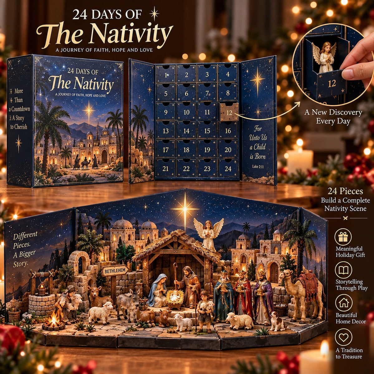 NoelTale™ Krippen-Adventskalender | 24 Tage voller Weihnachtszauber