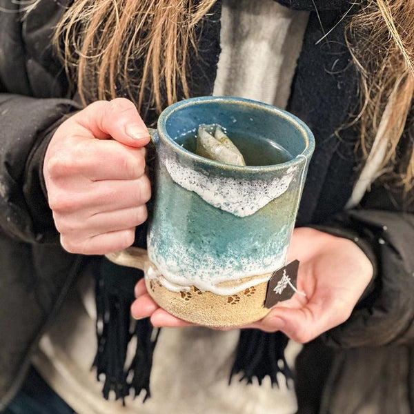 50% RABATT | OceanBrew - Cupshore 3D-gedruckter Keramik-Kaffeebecher mit Küstenlinie [Letzter Tag Rabatt]