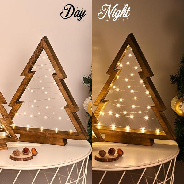 WoodLumi™ Weihnachtsbaum-Set – Beleuchtete Holz-Weihnachtsbäume mit LED-Lichtern | Gemütlicher Festtagsglanz
