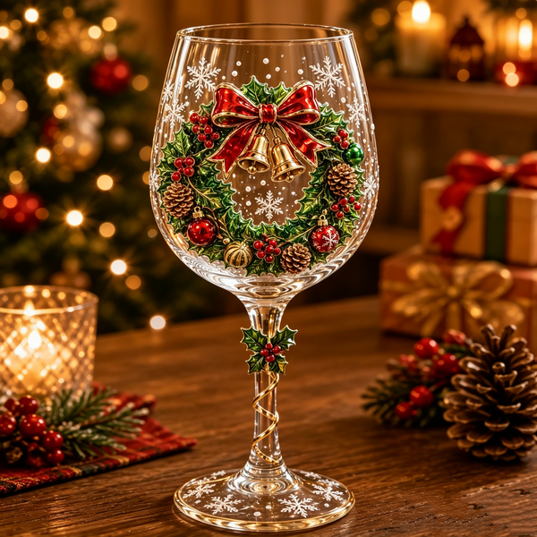 FestivoGlas™ 3D Weihnachts-Weingläser – Festlicher Trinkgenuss mit zauberhaftem Weihnachtsdesign