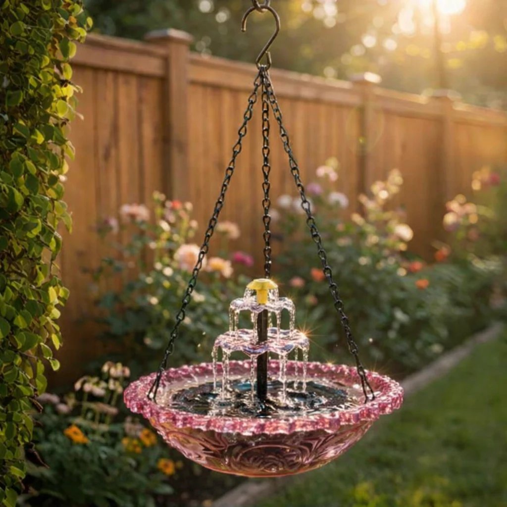 Birdora™ Solar-Kaskaden-Hängebad für Vögel | Entspannende Gartenatmosphäre