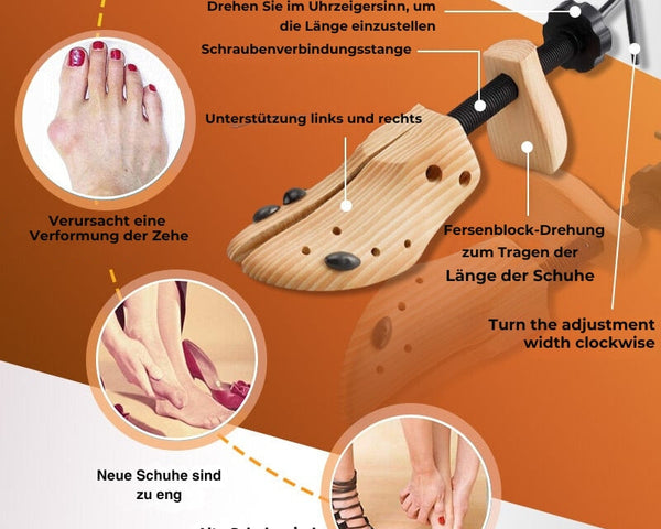 TimberStride – Hölzerne Werkzeuge für breite Schuhe