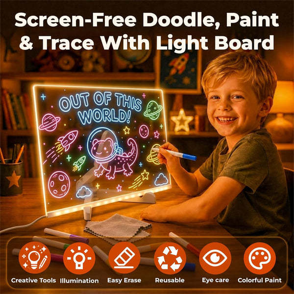 GlowMio™ LED-Zeichenbrett für Kinder | Kreativer Malspass ohne Bildschirm