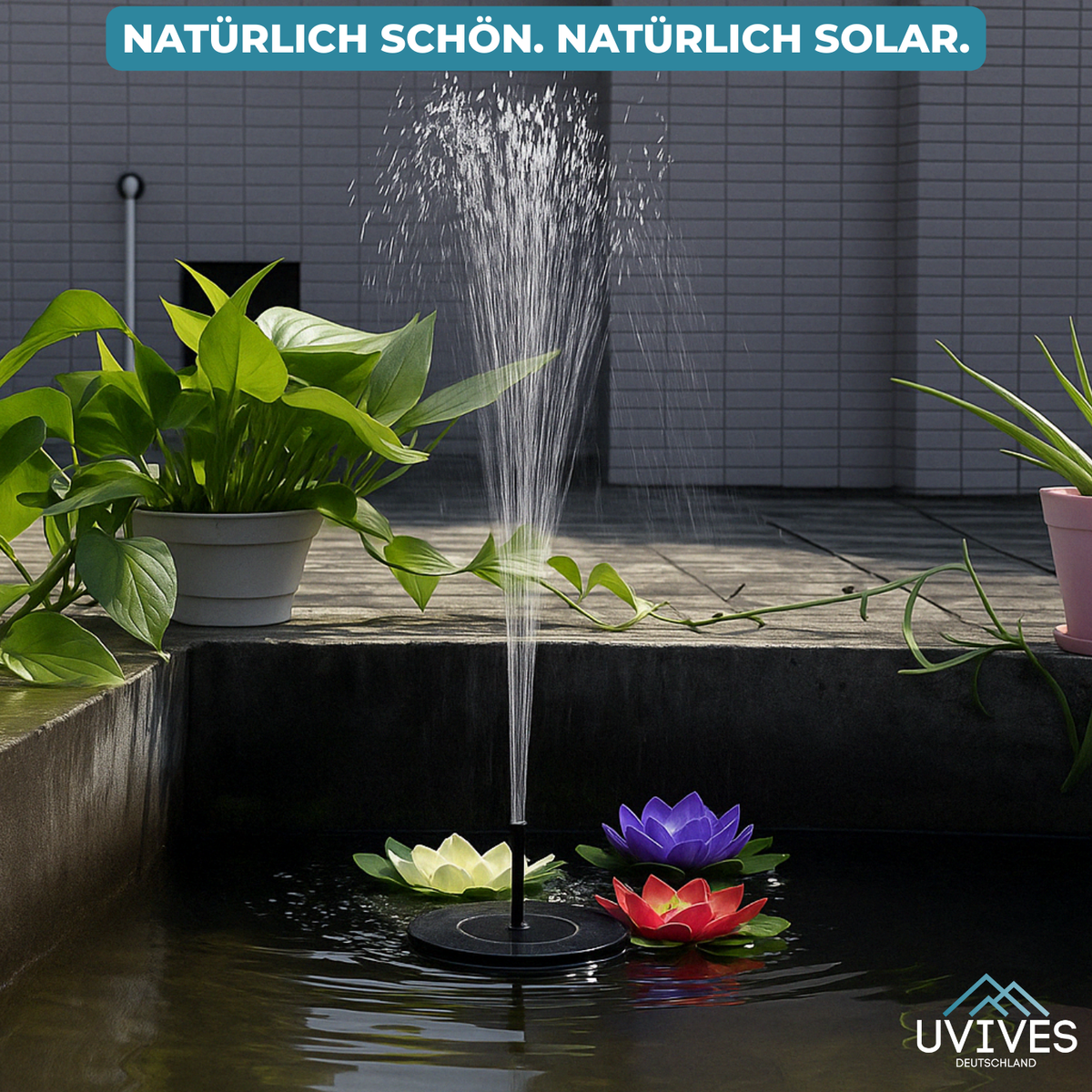 AquaBloom™ – Solarbrunnen für Ruhe & Eleganz im Garten