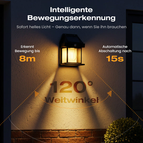 Solvanta™ Solar-Wandleuchte mit Bewegungsmelder | Stilvolle Beleuchtung ohne Kabel