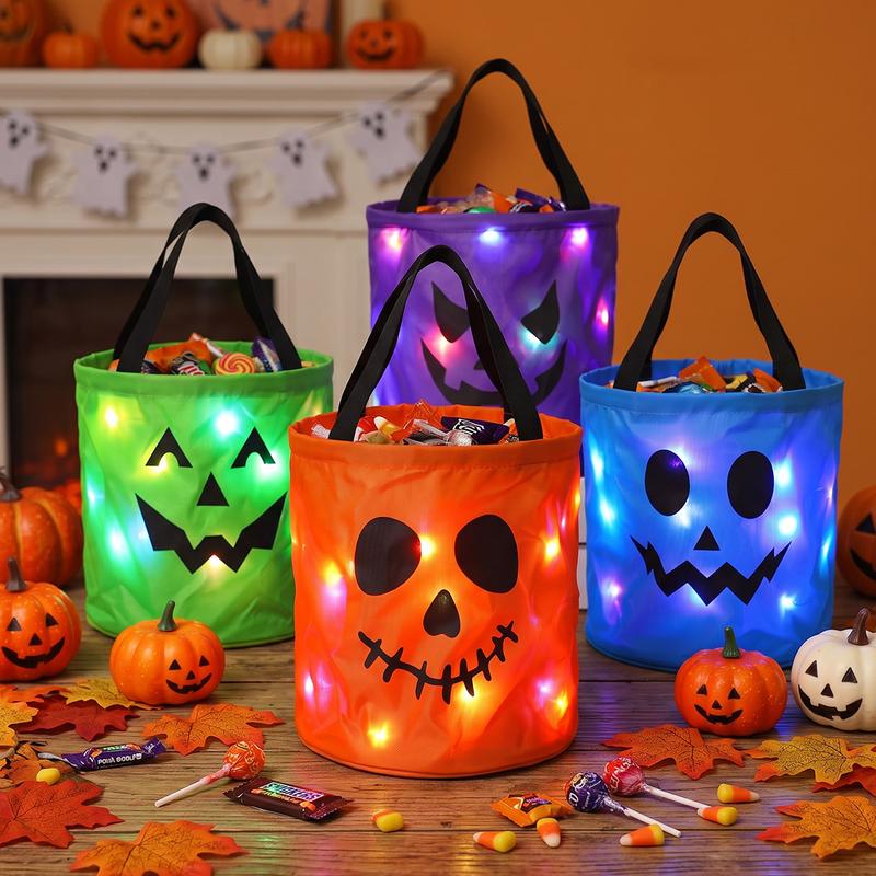 GlowTreat™ Halloween-Süßigkeitentasche | Leuchtende LED-Deko & praktischer Candy-Bag