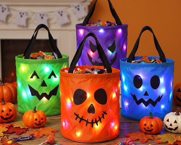 GlowTreat™ Halloween-Süßigkeitentasche | Leuchtende LED-Deko & praktischer Candy-Bag
