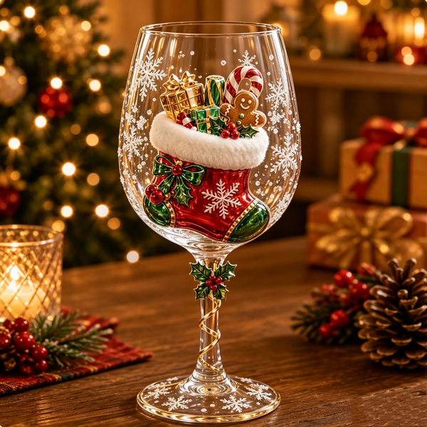 FestivoGlas™ 3D Weihnachts-Weingläser – Festlicher Trinkgenuss mit zauberhaftem Weihnachtsdesign