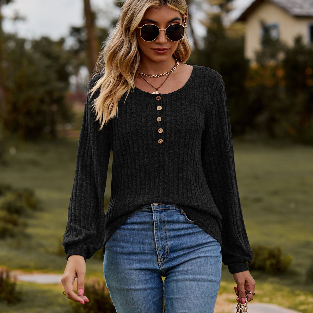 Dulce™ | Langärmeliger Pullover mit Knopfleiste
