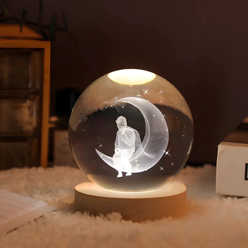 LumiOrbit™ Kristallkugel mit 3D-Licht | Magische Weltraum-Atmosphäre & Stimmungsvolle Beleuchtung