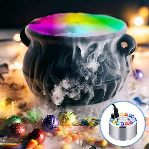 MystiGlow™ 12-LED Nebelgenerator – Farbiger Ultraschallnebel für Halloween, Deko & Wasserspiele 🎃✨