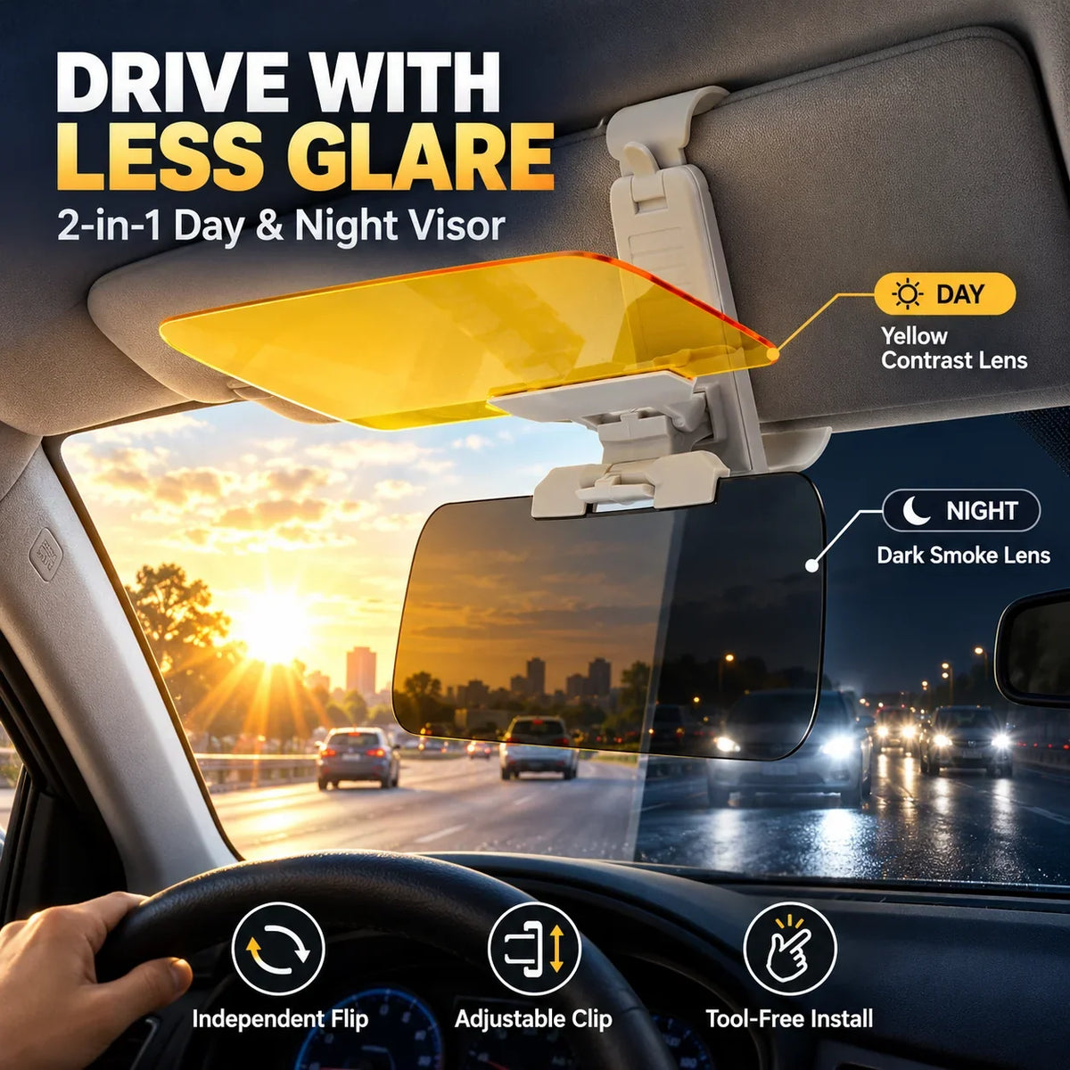 Visora™ Auto-Sonnenblenden-Erweiterung | Weniger Blendung bei Tag & Nacht
